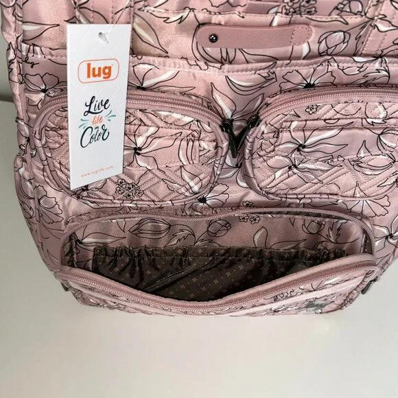 Lug Puddle Jumper LE Convertible Tote Bag Sketch Floral Blush - Picture 9 of 13